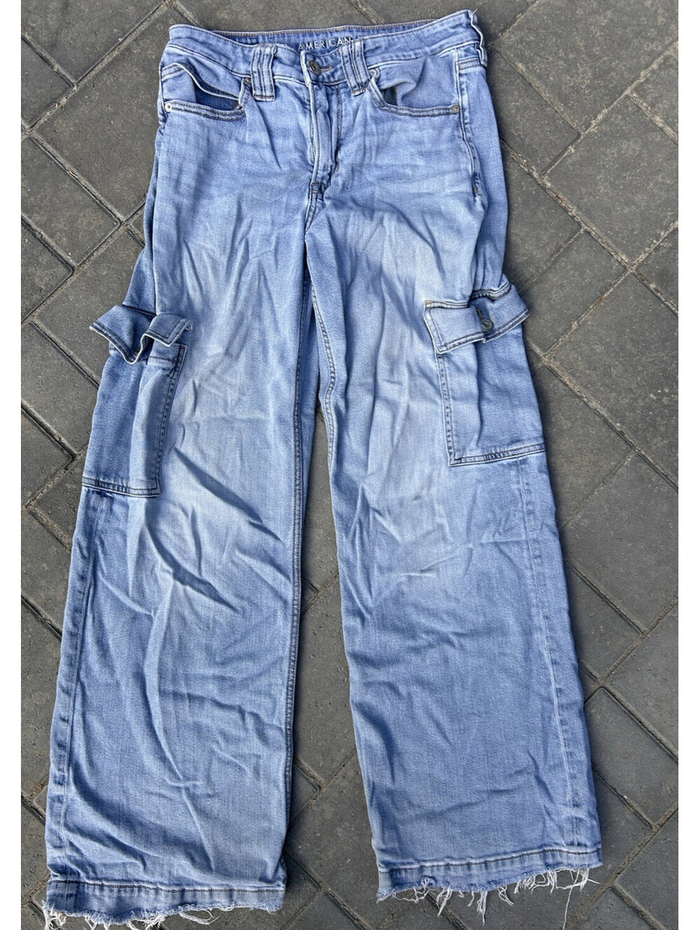 American Eagle Super High-Rise Baggy Wide Leg Size 4 Denim Blue Jeans 25Wx29L